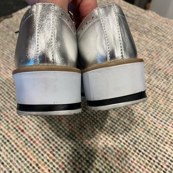 Dorothy Gaynor Silver Creppers Platform Lace Up Brogue Oxford Wingtip Shoes Sz 7 - Picture 8 of 13